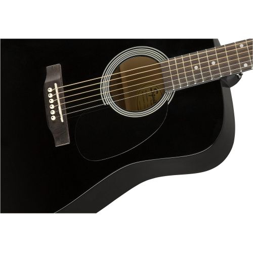  [아마존베스트]Fender Squier Dreadnought Acoustic Guitar - Black Bundle with Gig Bag, Tuner, Strap, Strings, Picks, Instructional Book, and Austin Bazaar Instructional DVD
