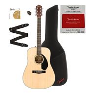 Fender CD-60S Solid Top Acoustic Guitar Bundle with Gig Bag, Strap, Extra Strings, Picks and 3 Months of Lessons on Fender Play