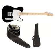 Fender Standard Telecaster Electric Guitar, 21 Frets, Modern C Neck, Maple Fingerboard, Passive Pickup, Polyester, Black - Bundle With Fender Gig Bag, Fender Ball Glove Leather Gui