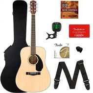 Fender CD-60S Dreadnought Acoustic Guitar - Natural Bundle with Hard Case, Tuner, Strap, Strings, Picks, Fender Play Online Lessons, and Austin Bazaar Instructional DVD