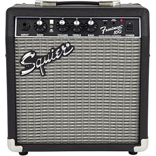  Squier by Fender Stratocaster Short Scale Beginner Electric Guitar Pack with Squier Frontman 10G Amplifier - Black Finish