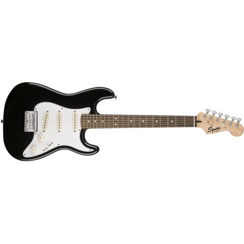  Squier by Fender Stratocaster Short Scale Beginner Electric Guitar Pack with Squier Frontman 10G Amplifier - Black Finish