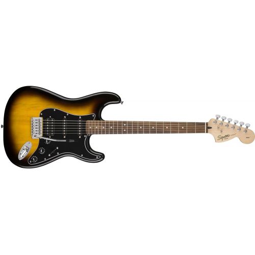  Squier by Fender Stratocaster Short Scale Beginner Electric Guitar Pack with Squier Frontman 10G Amplifier - Black Finish