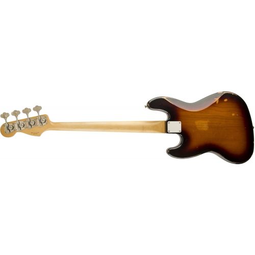  Fender Road Worn 60s Jazz Electric Bass Guitar, Rosewood Fingerboard, 4-Ply Brown Shell Pickguard - 3-Color Sunburst