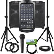 Fender Passport Venue Portable PA System Bundle with Microphone, Compact Speaker Stands, XLR Cable, and Instrument Cable
