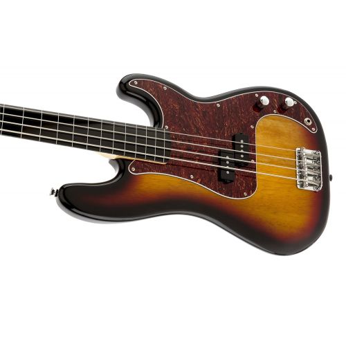  Squier by Fender 0306808500 Vintage Modified Precision Bass, Fretless, 3-Tone Sunburst