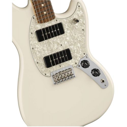  Fender 6 String Mustang 90 Short Scale Offset Electric Guitar-PAU Ferro Fingerboard-Silver (144043581