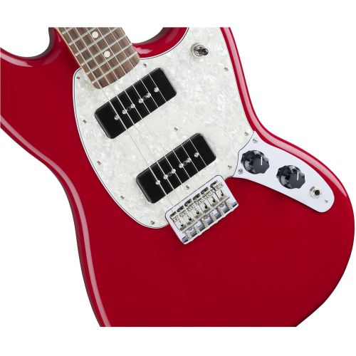  Fender 6 String Mustang 90 Short Scale Offset Electric Guitar-PAU Ferro Fingerboard-Silver (144043581