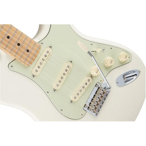  Fender 6 String Deluxe Roadhouse Stratocaster Electric Guitar, Maple Fingerboard, Olympic White (0147302305