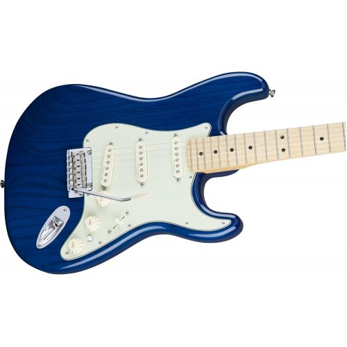  Fender Deluxe Stratocaster Electric Guitar, Maple Fingerboard, Sapphire Blue Transparent