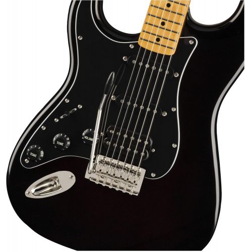  Squier by Fender Classic Vibe 70s Stratocaster Left Hand Electric Guitar - HSS - Maple - Black