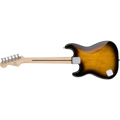  Squier by Fender Stratocaster Short Scale Beginner Electric Guitar Pack with Squier Frontman 10G Amplifier -Brown Sunburst Finish