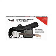 Squier by Fender Stratocaster Beginner Pack, Laurel Fingerboard, Black, with Gig Bag, Amp, Strap, Cable, Picks, and Fender Play