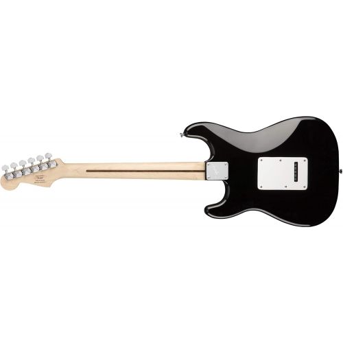  Squier by Fender Stratocaster Beginner Pack, Laurel Fingerboard, Black, with Gig Bag, Amp, Strap, Cable, Picks, and Fender Play