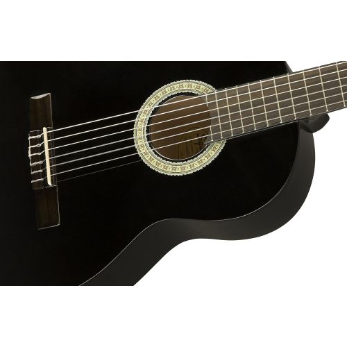  Fender Squier SA-150N Squier Beginner Nylon String Classical Acoustic Guitar - Gloss Black Finish