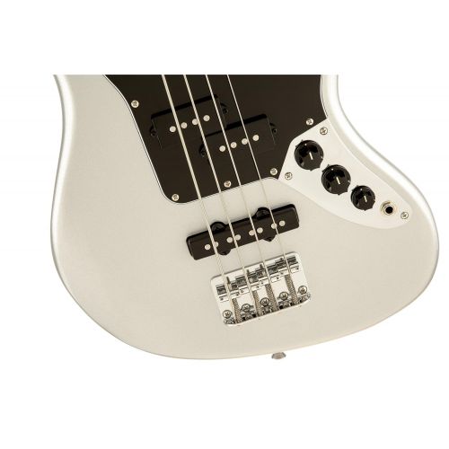  Squier by Fender Vintage Modified Jaguar Beginner Short Scale Electric Bass Guitar - Silver