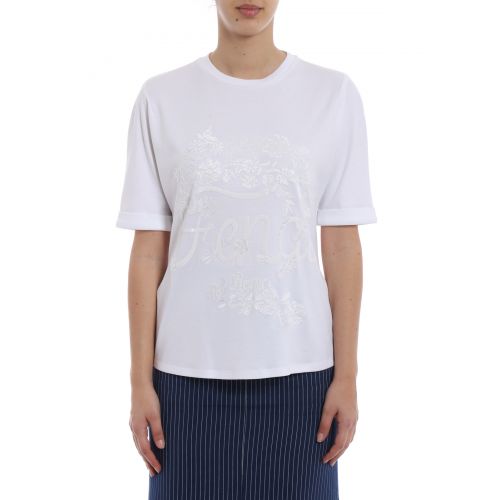 펜디 Fendi Tonal logo embroidery T-shirt