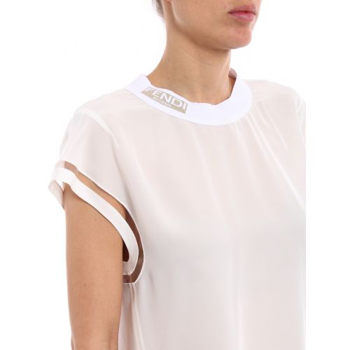 펜디 Fendi Crepe de chine sleeveless blouse