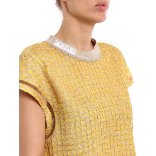 펜디 Fendi Grisaille silk blend cloque blouse