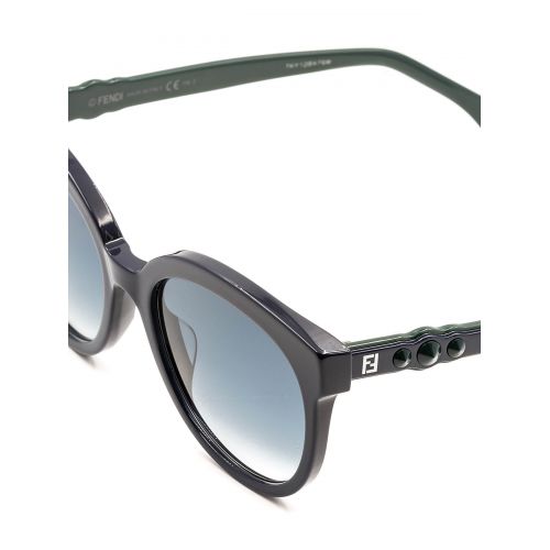 펜디 Fendi Black and green acetate sunglasses