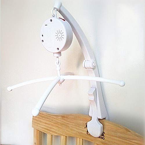  Fenghgoxu fenghgoxu Baby Music Mobile arm for Crib Clip Bracket Clip on Mobile Baby Bed Bell Music Box , White (12 Songs Music Box +Cross+Mobile arm)