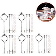 Cake Stands, FenglinTech 5 Sets Crown 3-Tier Vintage Plates Stand Holder - (Silver)