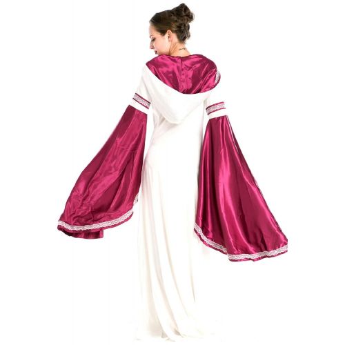  Fengstore Womens Medieval Dress Hooded Queen Cosplay Costumes Retro Court Long Sleeve Gown