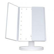 Fengus fengus Tri-Fold Vanity Mirror Makeup Mirror with LED Lights for Women Table 180 Degree Rotating USB Rechargeable Countertop Cosmetic Magnifying Vanity Mirror