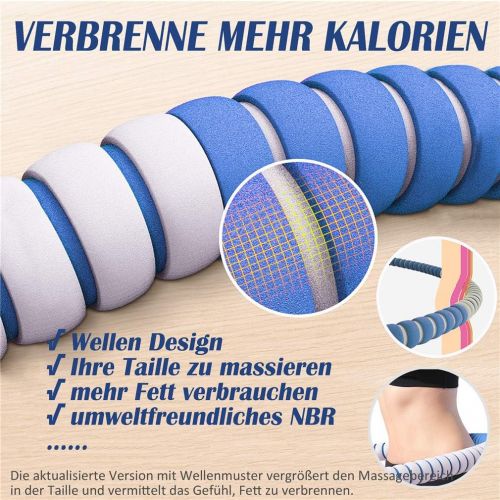  [아마존베스트]TBoonor Hula Hoop for Adults, Removable Hoola Hoop from 1 to 3.2 kg, for Pain-Sensitive Individuals and Professionals, Hula Hoop Tyre for Slimming, Fitness, Massage (Blue)