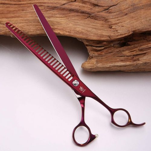  Fenice 8.0 inch Purple Professional Japan 440c Pet Scissors for Dogs Thinning Animal Grooming