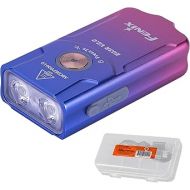 Fenix E03R v2.0 Keychain Flashlight Premium Pack, Nebula, 500 Lumen Bright USB-C Rechargeable EDC with Red LED and Lumentac Organizer