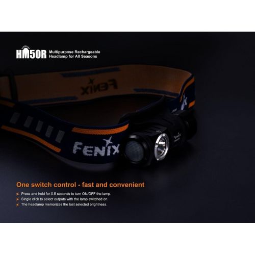  [아마존베스트]Fenix HM50R 500 Lumens Multi-Purpose Compact LED Headlamp Flashlight & Rechargeable Battery PLUS Additional LumenTac CR123A Battery