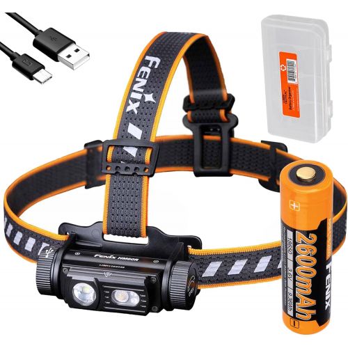  Fenix HM60R Headlamp, 1200 Lumen USB-C Rechargeable with Flood Light, Red Light and LumenTac Battery Organizer