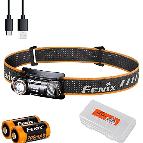  Fenix HM50R v2.0 Headlamp Bundle with Extra Backup Battery, 700 Lumen USB-C Rechargeable Lightweight with Red Light and Lumentac Battery Organizer