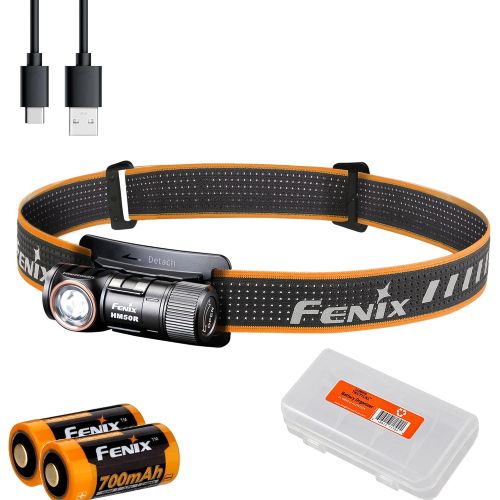  Fenix HM50R v2.0 Headlamp Bundle with Extra Backup Battery, 700 Lumen USB-C Rechargeable Lightweight with Red Light and Lumentac Battery Organizer