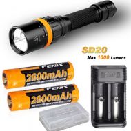 Fenix SD20 1000 Lumen CREE LED 100 meter submersible Diving Flashlight with 2 x ARB-L18-2600 battery,ARE-X2 charger,battery case