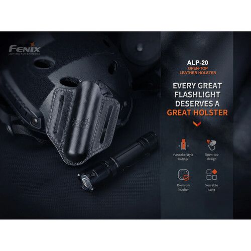  Fenix Flashlight ALP-20 Open-Top Leather Flashlight Duty Holster