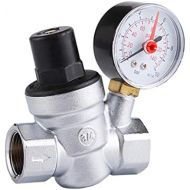 Fenteer Messing Luftdruck Druckminderer Druckregler Regler mit Manometer fuer Wasser - DN20