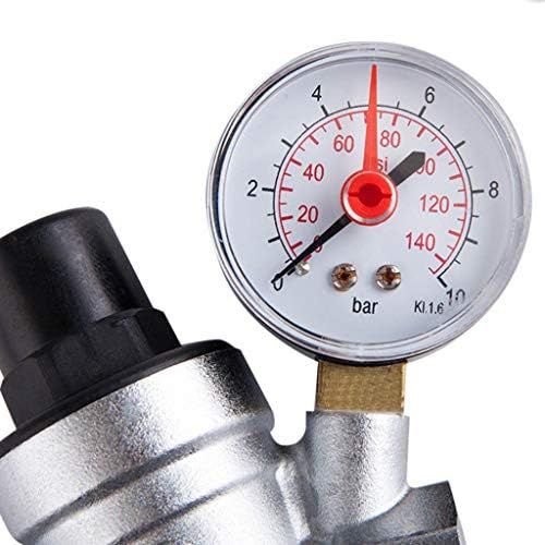  Fenteer Messing Luftdruck Druckminderer Druckregler Regler mit Manometer fuer Wasser - DN20
