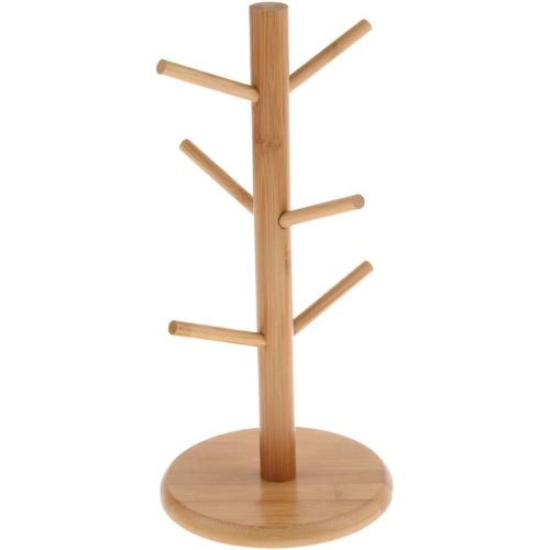  Fenteer Tassenbaum Tassenstander Brezelstander aus Bambus fuer 6 Tassen Becher