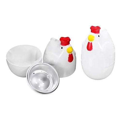  [아마존베스트]Fenteer 2 x Chicken Shape Eggs Cooking Plastic Egg Boiler Microwave Cooking Tool