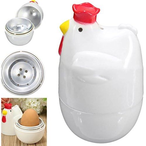  [아마존베스트]Fenteer 2 x Chicken Shape Eggs Cooking Plastic Egg Boiler Microwave Cooking Tool