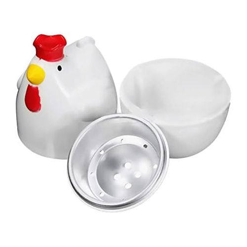  [아마존베스트]Fenteer 2 x Chicken Shape Eggs Cooking Plastic Egg Boiler Microwave Cooking Tool