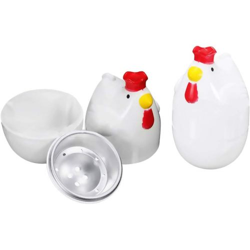  [아마존베스트]Fenteer 2 x Chicken Shape Eggs Cooking Plastic Egg Boiler Microwave Cooking Tool