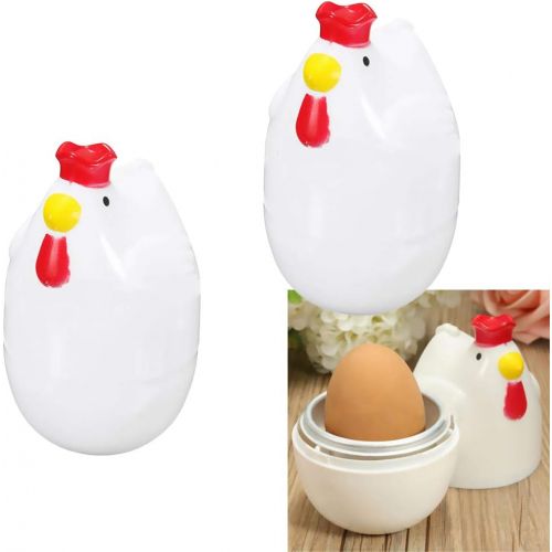  [아마존베스트]Fenteer 2 x Chicken Shape Eggs Cooking Plastic Egg Boiler Microwave Cooking Tool