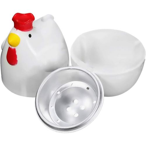  [아마존베스트]Fenteer 2 x Chicken Shape Eggs Cooking Plastic Egg Boiler Microwave Cooking Tool