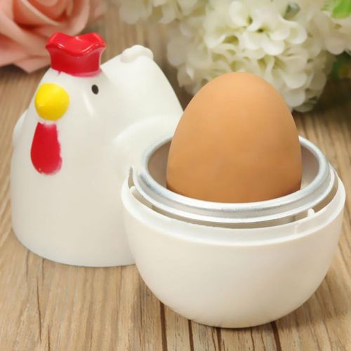  [아마존베스트]Fenteer 2 x Chicken Shape Eggs Cooking Plastic Egg Boiler Microwave Cooking Tool