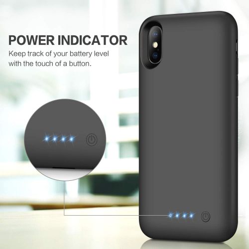  [아마존베스트]Feob Battery Case for iPhone XS/X/10, Rechargeable 6500mAh Portable Charging Case Extended Battery Pack Cover Power BankCharger Case for iPhone Xs/X[5.8 inch]-Black