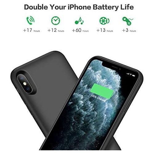  [아마존베스트]Feob Battery Case for iPhone Xs max, Upgraded7800mAh Portable Charging Case Extended Battery Pack for iPhone Xs Max [6.5 inch] Protective Charger Case - Black