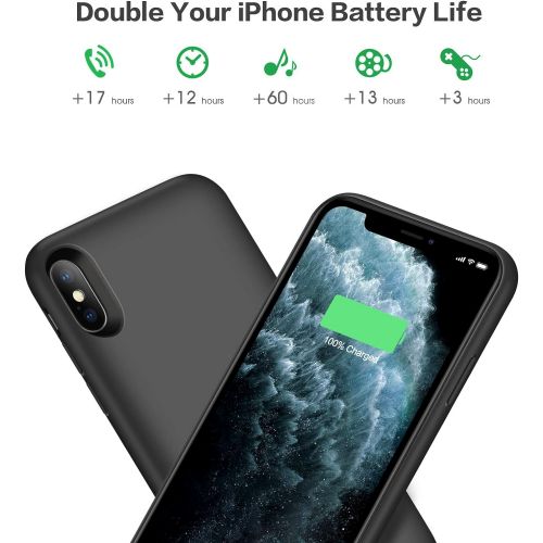  [아마존베스트]Feob Battery Case for iPhone Xs max, Upgraded7800mAh Portable Charging Case Extended Battery Pack for iPhone Xs Max [6.5 inch] Protective Charger Case - Black